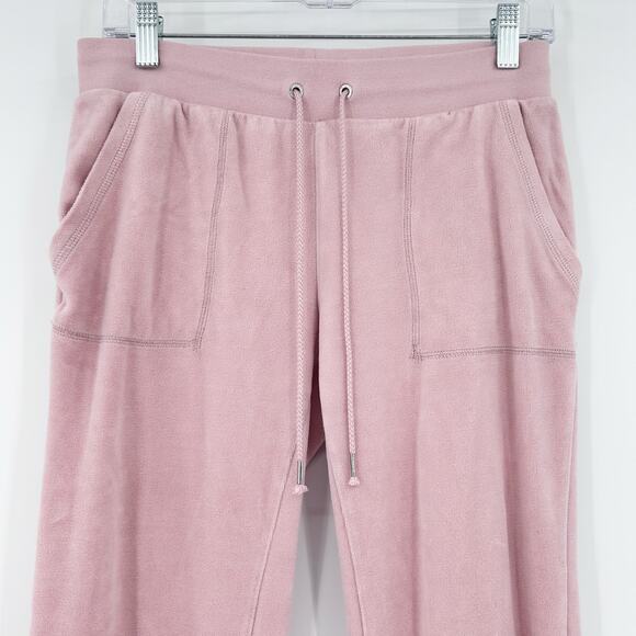 Juicy Couture Del Ray Pink Velour Flared Track Pants Y2K Icon Womens Size XS - Picture 4 of 11